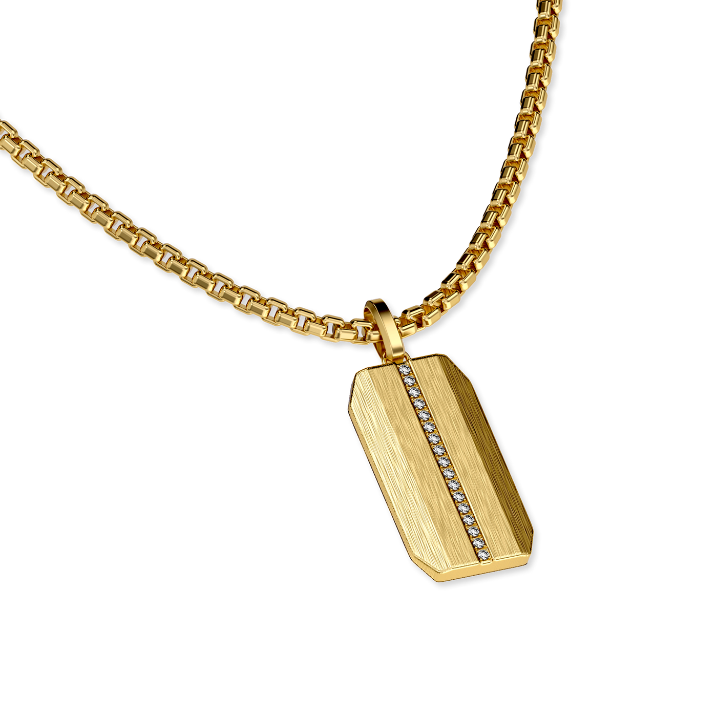 Pendente Linear em Forma de Placa para Cão, Diamante Branco