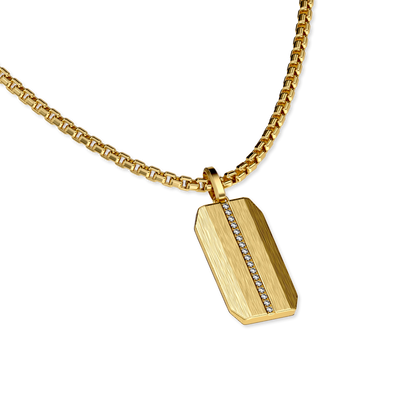 Pendente Linear em Forma de Placa para Cão, Diamante Branco