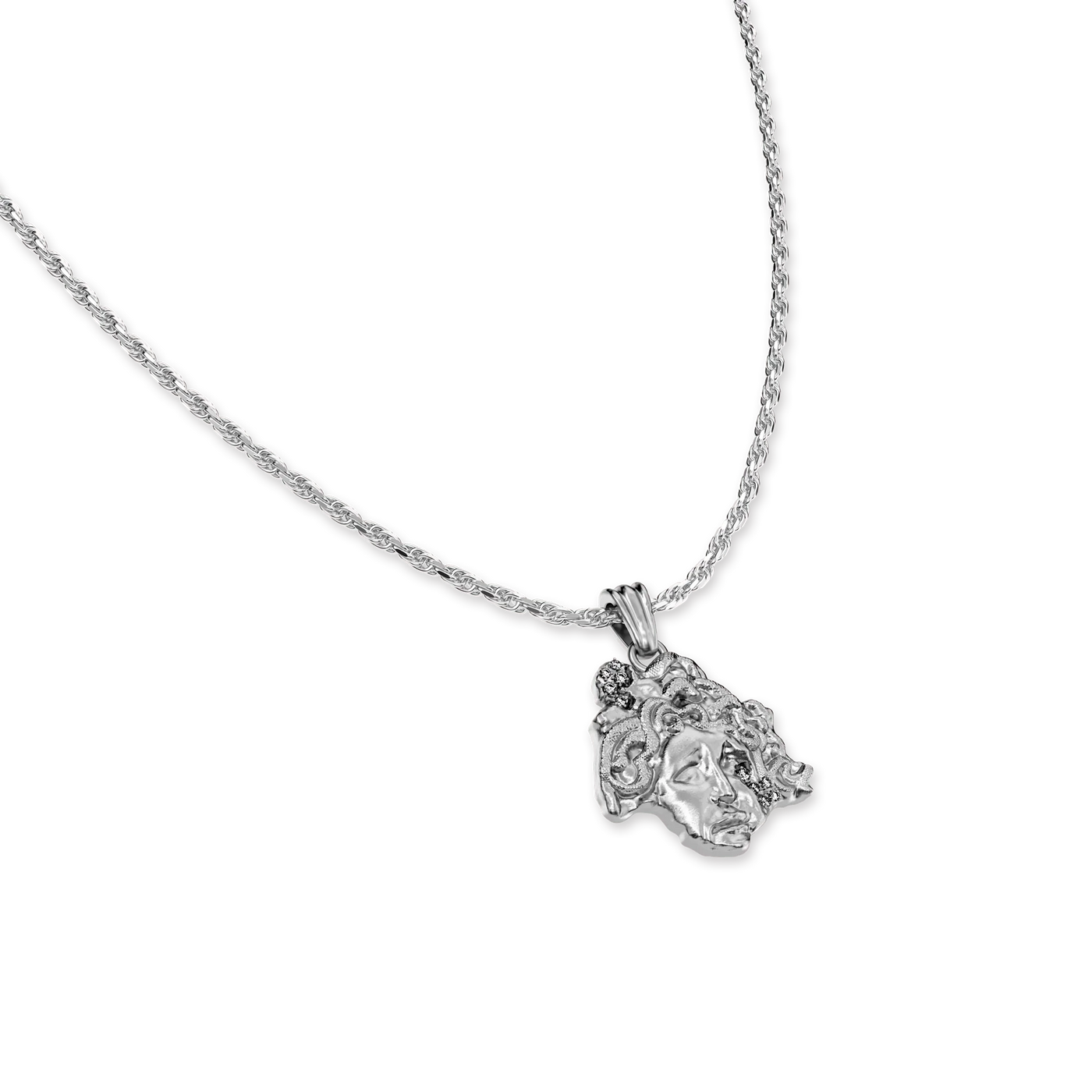 Colgante de estatua Medusa "Olympus", diamante blanco