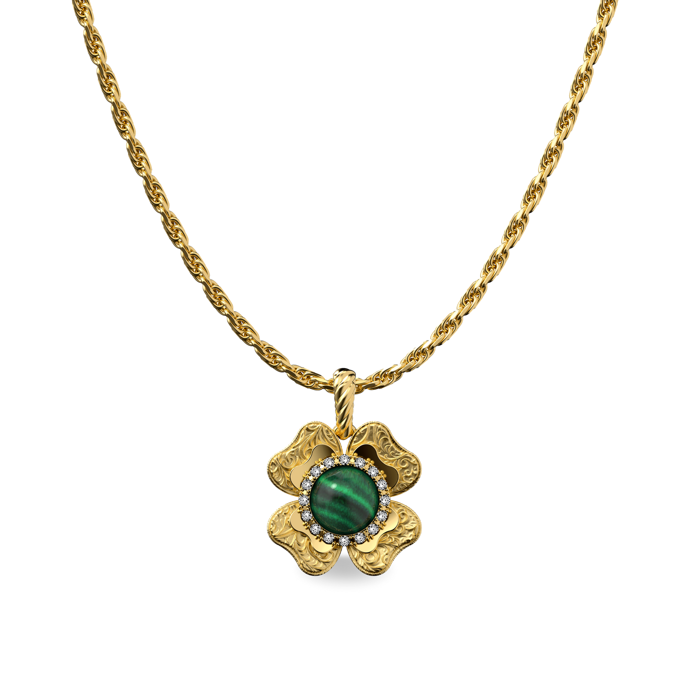 Ciondolo 'The Spiritual' a trifoglio, alone di diamanti bianchi