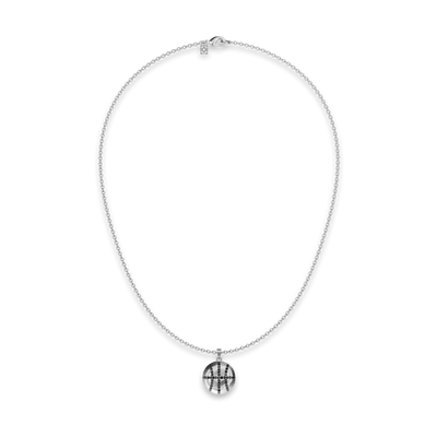 'The Basketball' Leaking Ball Pendant, Black Diamond Pavé