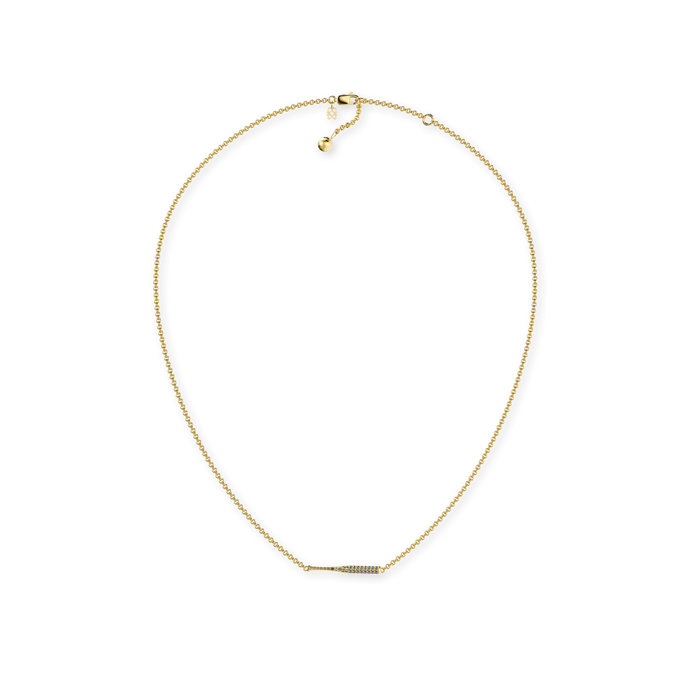Collar "The Baseball" con colgante de bate, pavé de diamantes blancos