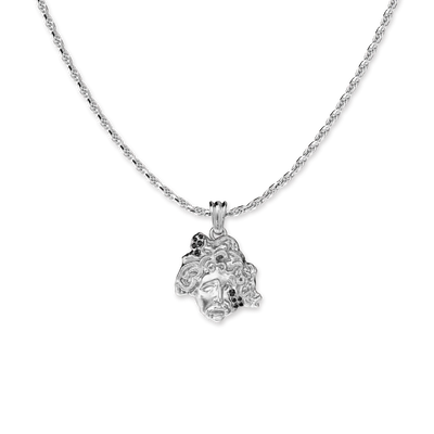 Olympus Medusa Statue Pendant, Black Diamond - PASCAL#color_18k-white-gold-vermeil-black-diamond