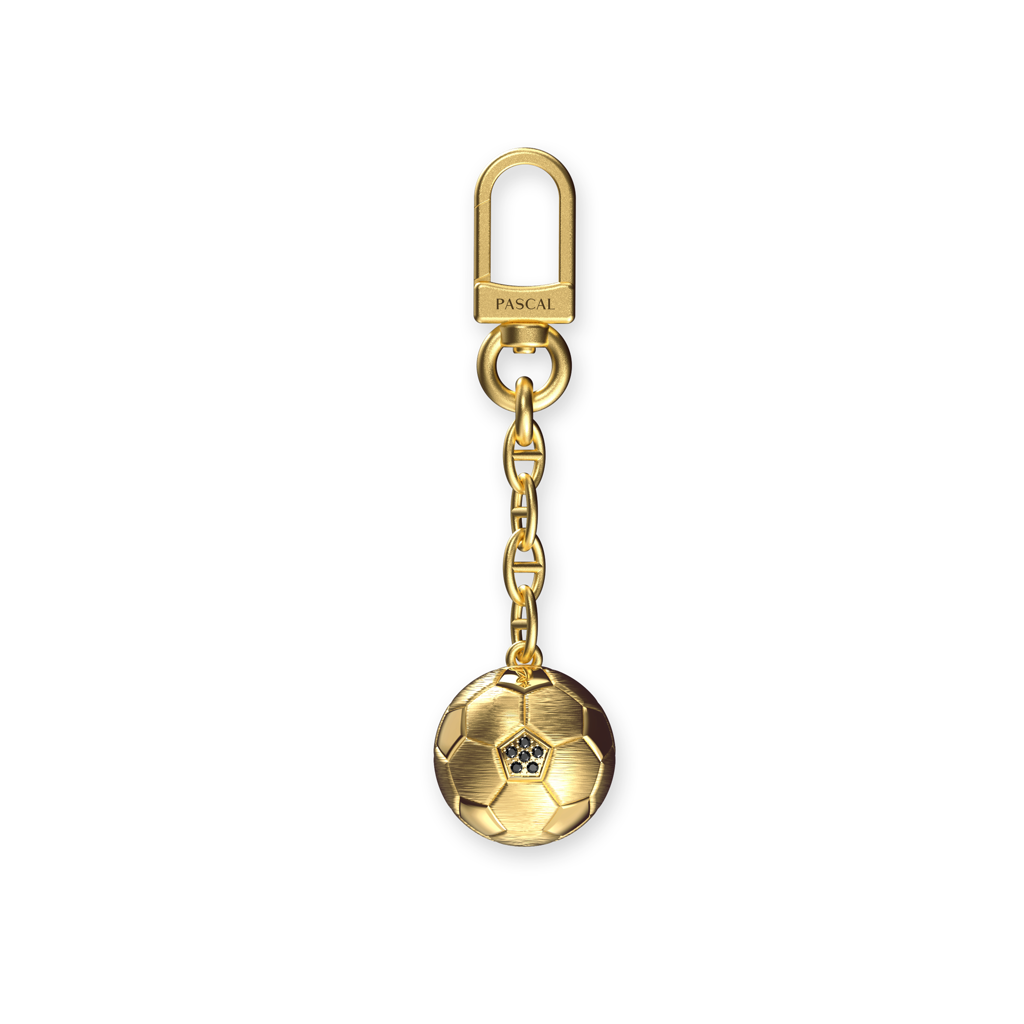 The Soccer Keyring, Black Diamond - PASCAL#color_18k-yellow-gold-vermeil-black-diamond