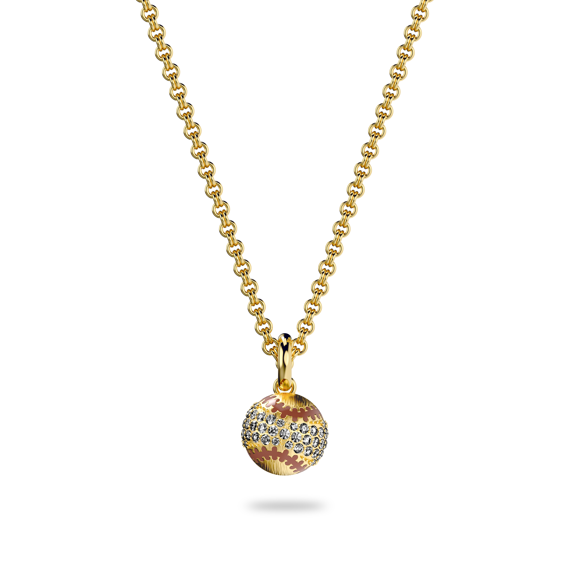 The Baseball Ball Necklace, White Diamond Pavé - PASCAL#color_18k-yellow-gold-vermeil-white-diamond