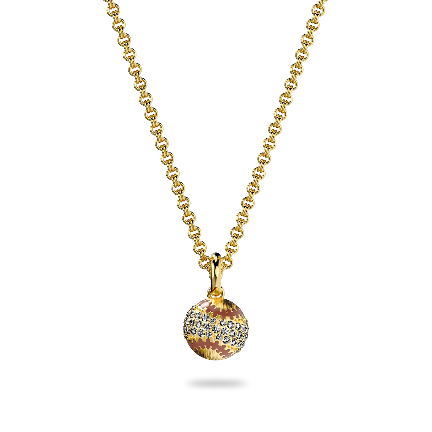 The Baseball Ball Necklace, White Diamond Pavé - PASCAL#color_18k-yellow-gold-vermeil-white-diamond