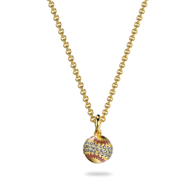 The Baseball Ball Necklace, White Diamond Pavé - PASCAL#color_18k-yellow-gold-vermeil-white-diamond