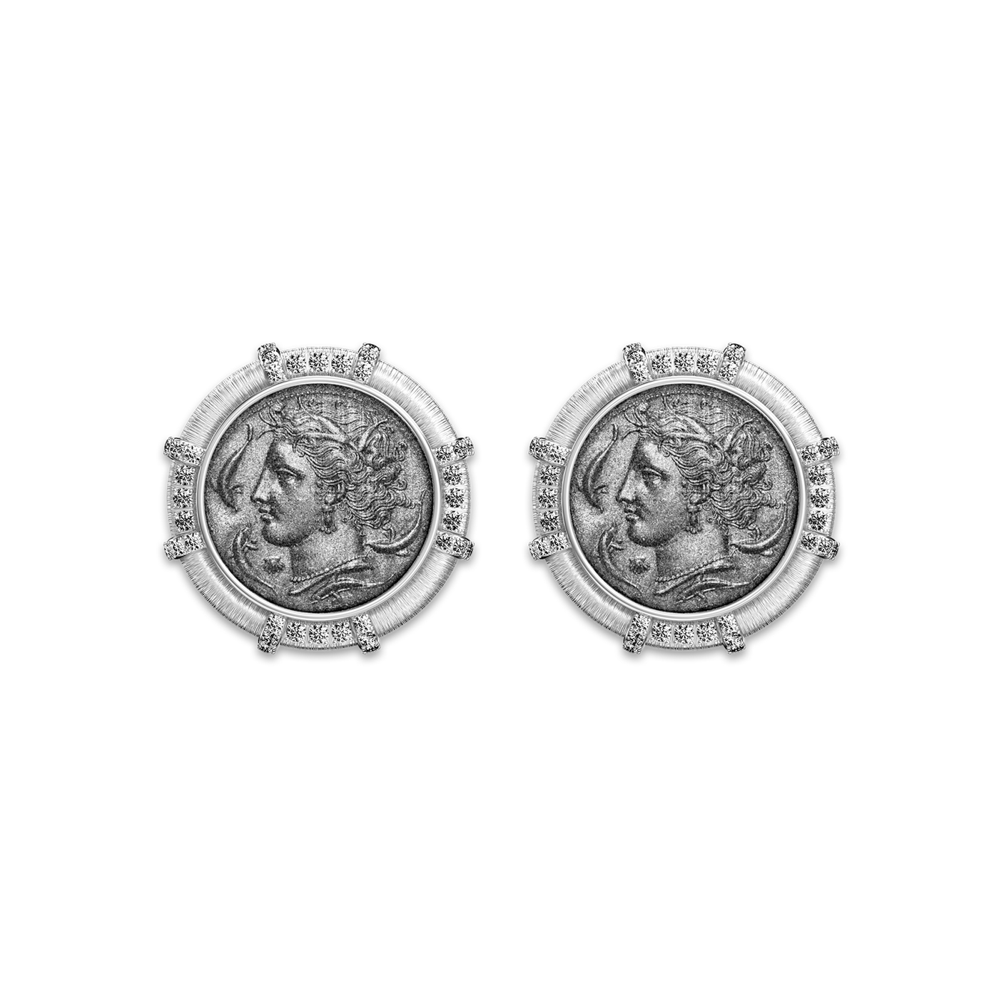 Orecchini con monete 'The Great Civitas' Arethusa, diamante bianco