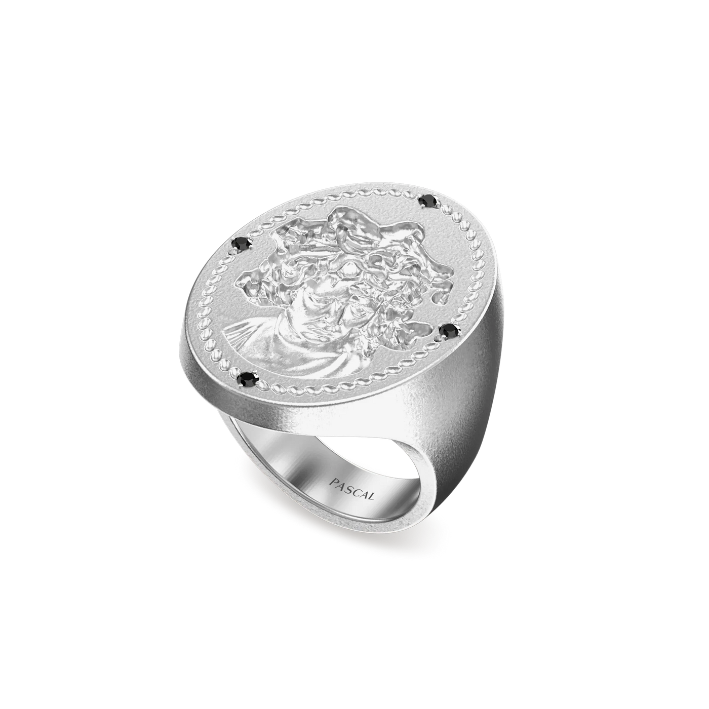 Anello sigillo Medus di 'Olympus', diamante nero