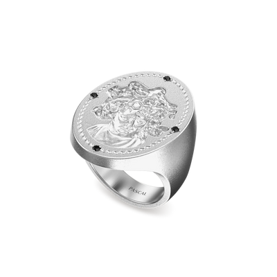 Anello sigillo Medus di 'Olympus', diamante nero