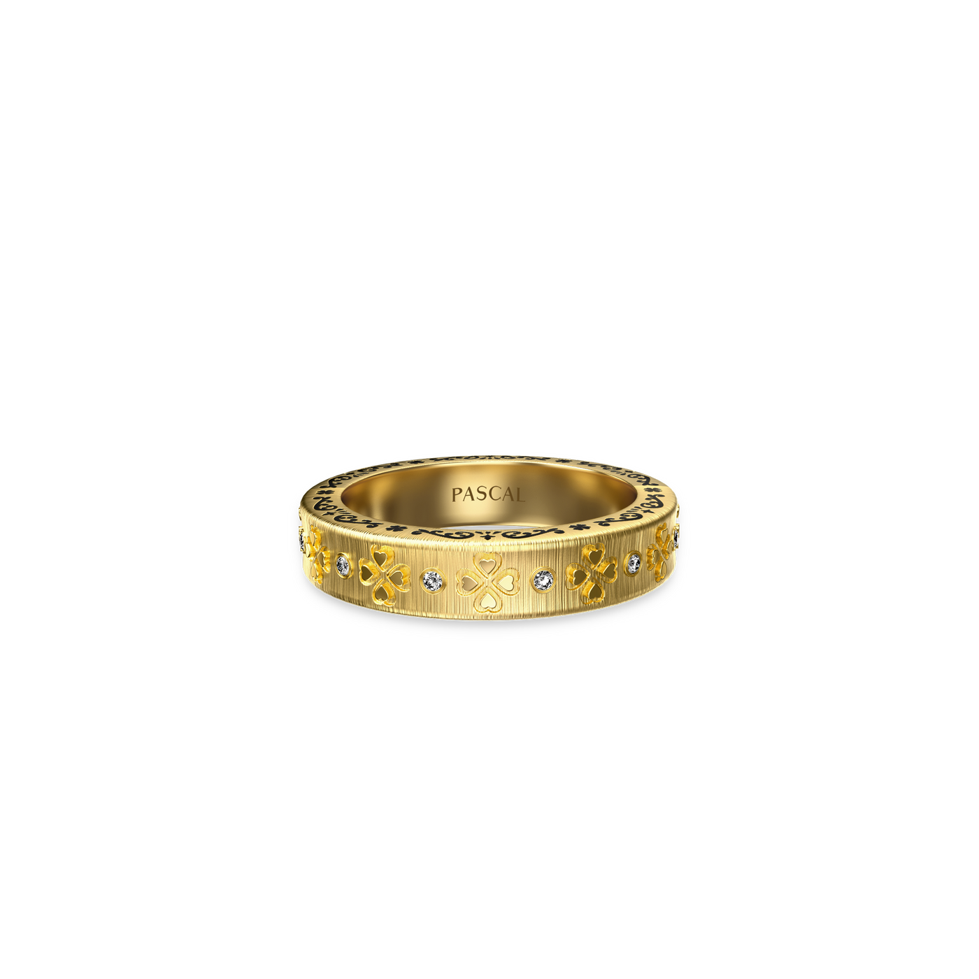 Lucky Clover Forever Band Ring, White Diamond