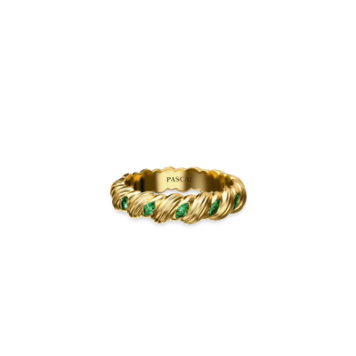 Vine Cluster Gemstone Ring - PASCAL#color_18k-yellow-gold-vermeil-green-gemstone