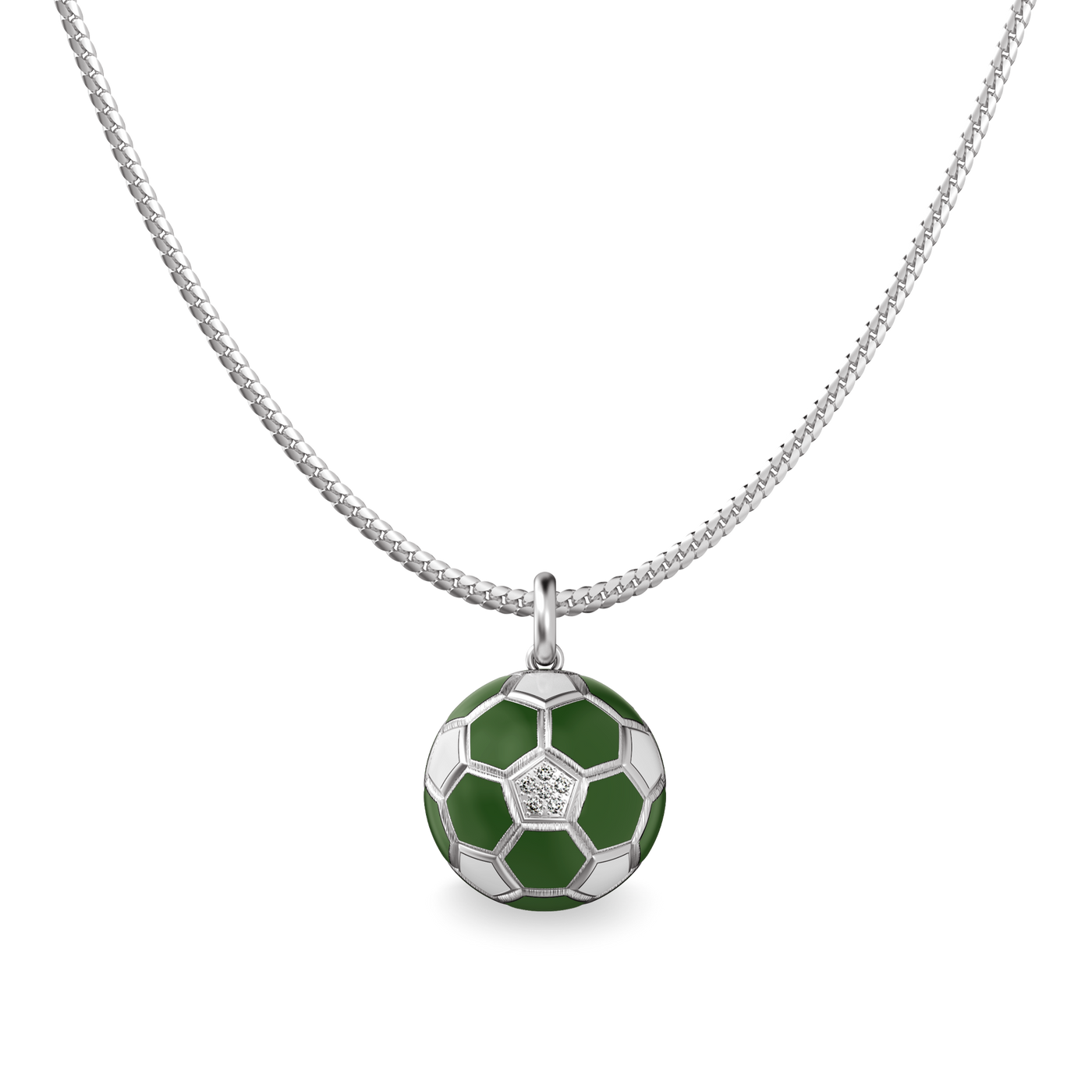 'The Soccer' Super Eagles Pendant, White Diamond