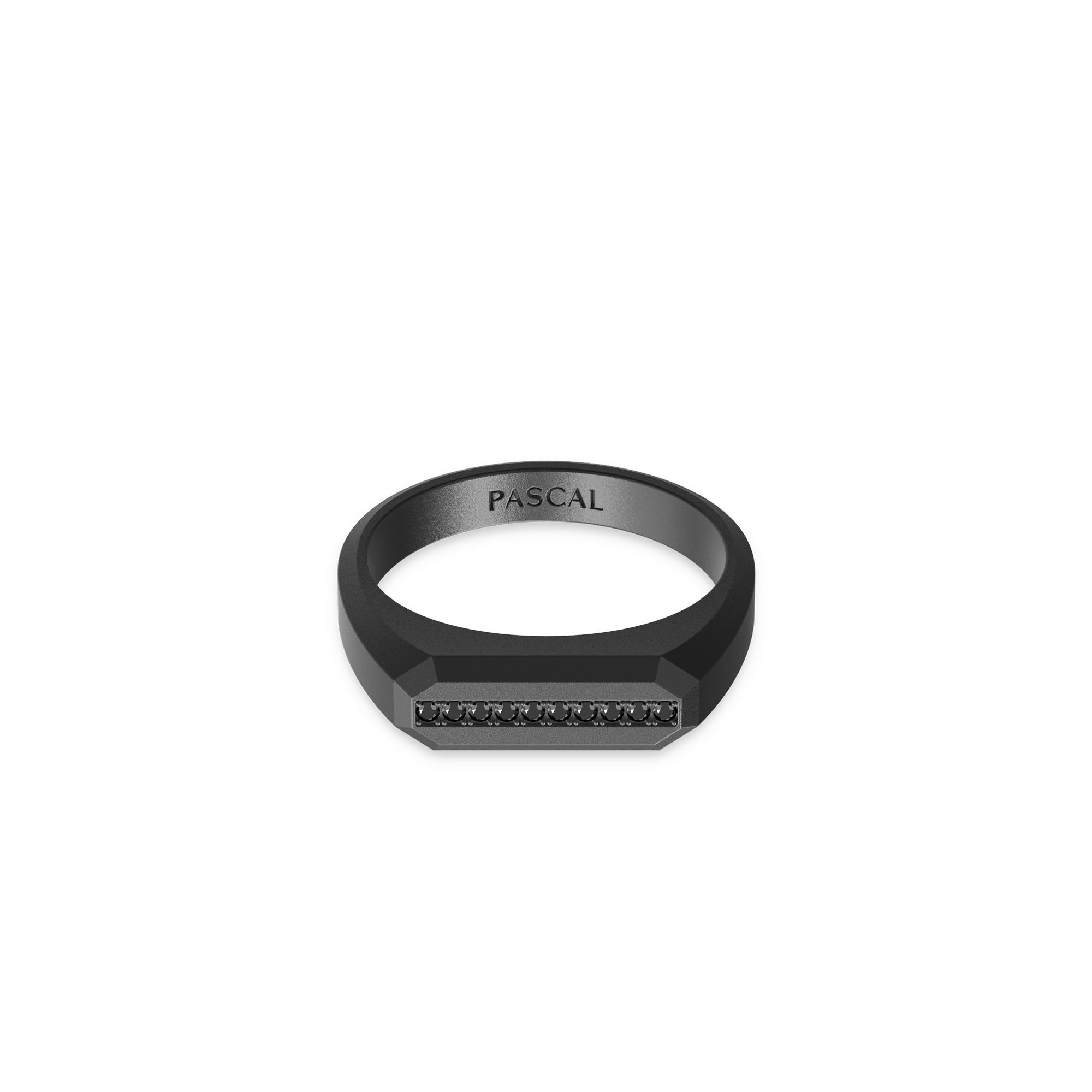 Octagon Pave Diamond Signet Promise Ring in sleek black titanium#color_black-titanium-black-diamonds