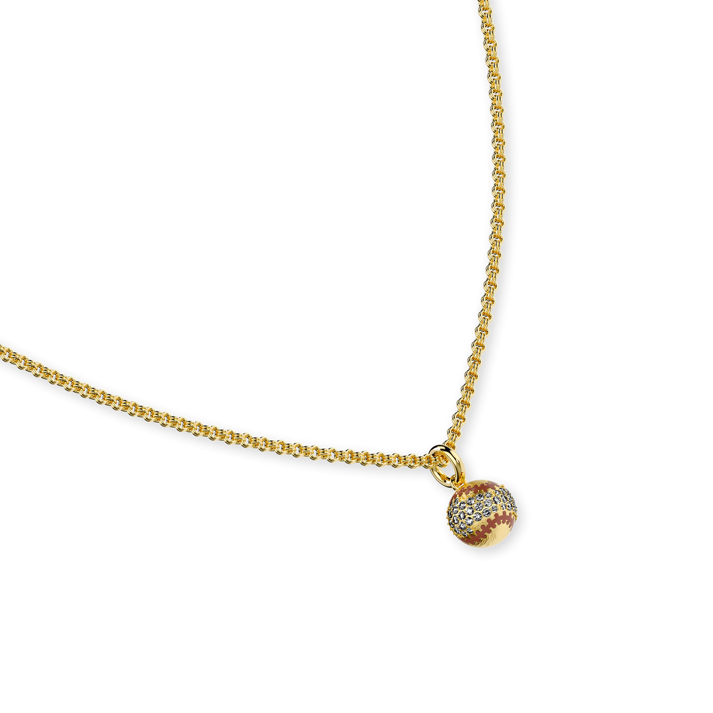 Collar de bola "The Baseball", pavé de diamantes blancos