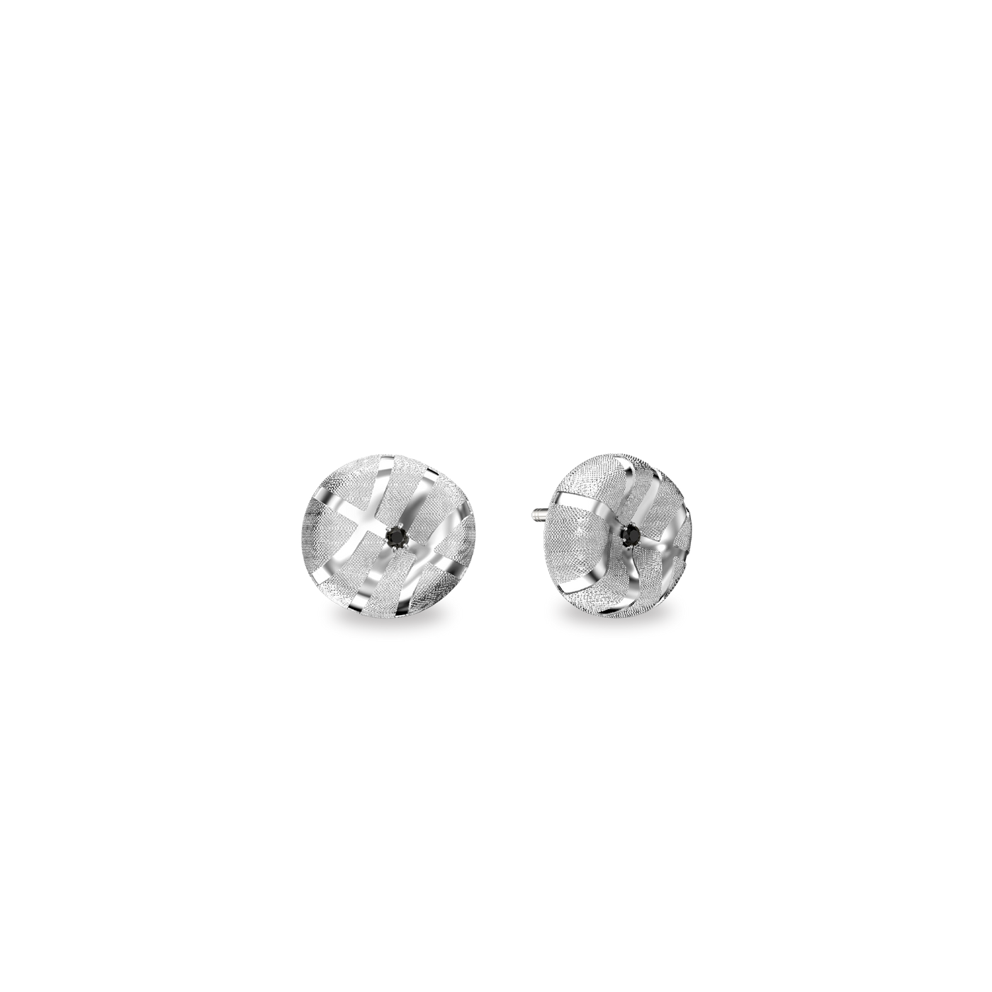 'The Basketball' Crooked Ball Earrings, Black Diamond