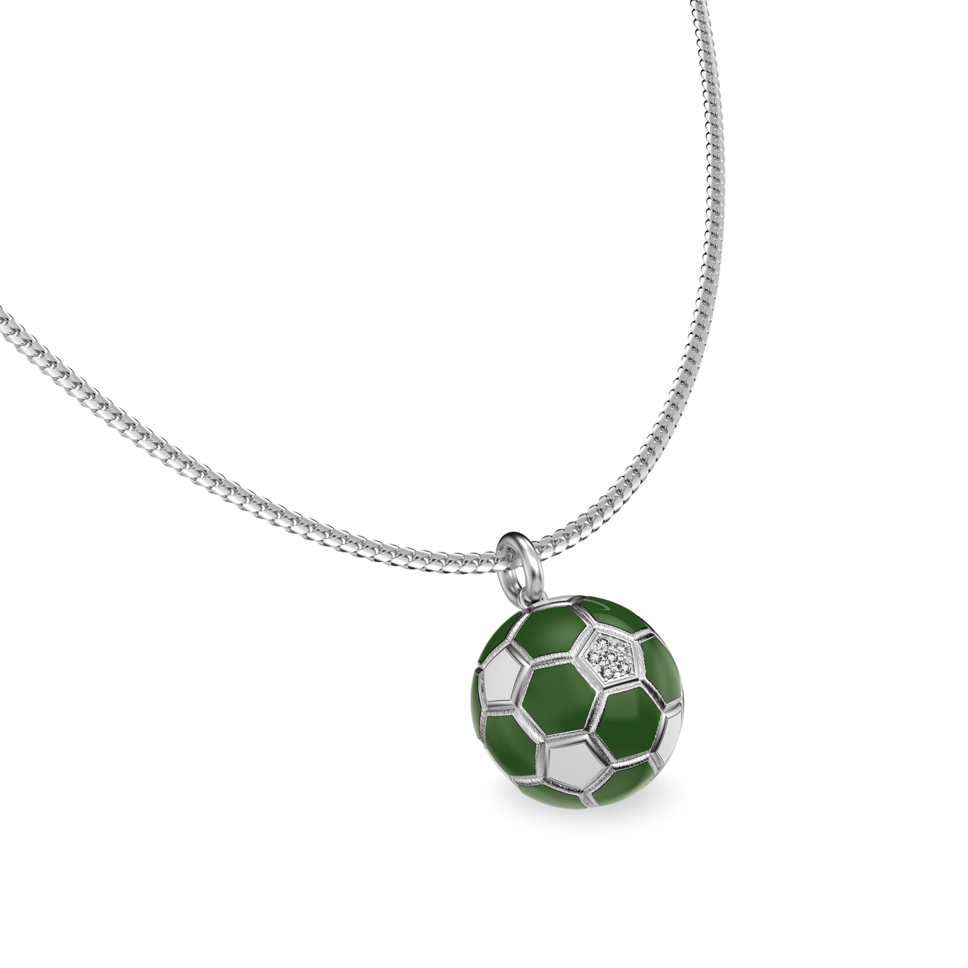 'The Soccer' Super Eagles Pendant, White Diamond