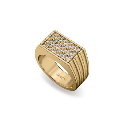 Geo Volume Diamond Signet Ring