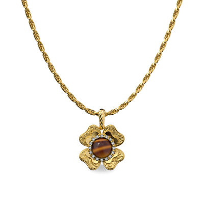 Ciondolo 'The Spiritual' a trifoglio, alone di diamanti bianchi