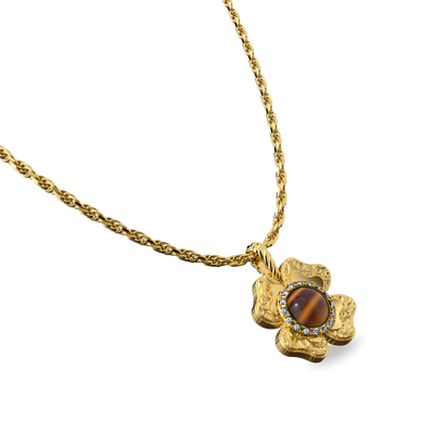 Ciondolo 'The Spiritual' a trifoglio, alone di diamanti bianchi