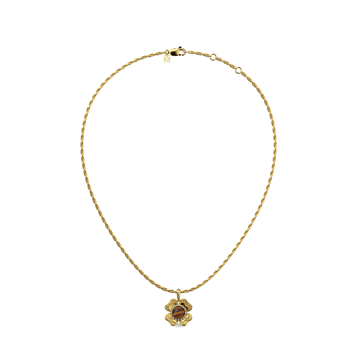 Ciondolo 'The Spiritual' a trifoglio, alone di diamanti bianchi