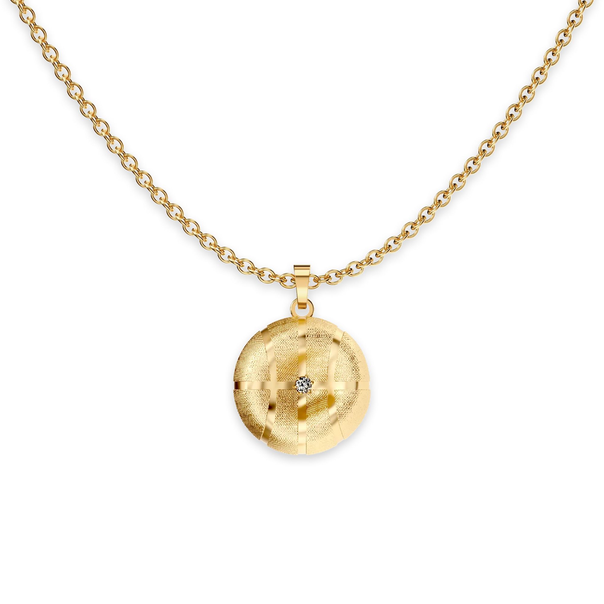 The Basketball Leaking Ball Pendant, White Diamond - PASCAL