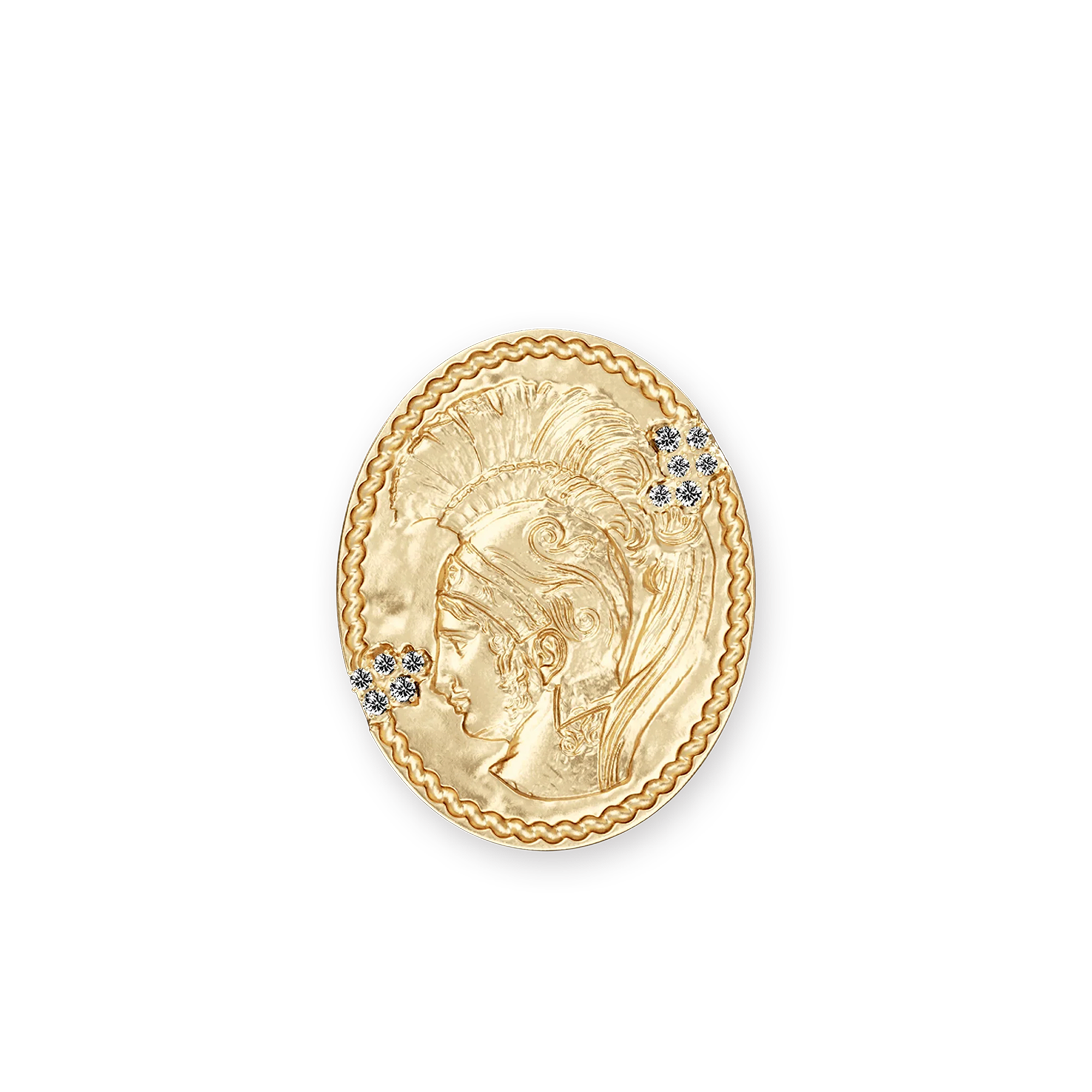 Olympus Athena Signet Ring, White Diamond - PASCAL#color_18k-yellow-gold-vermeil-white-diamond