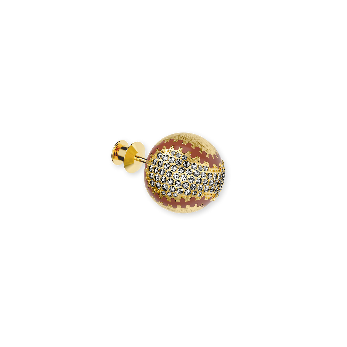 Broche balle 'The Baseball', pavé de diamants blancs