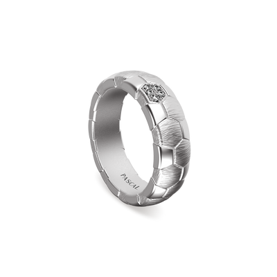 'The Soccer' Band Ring, White Diamond