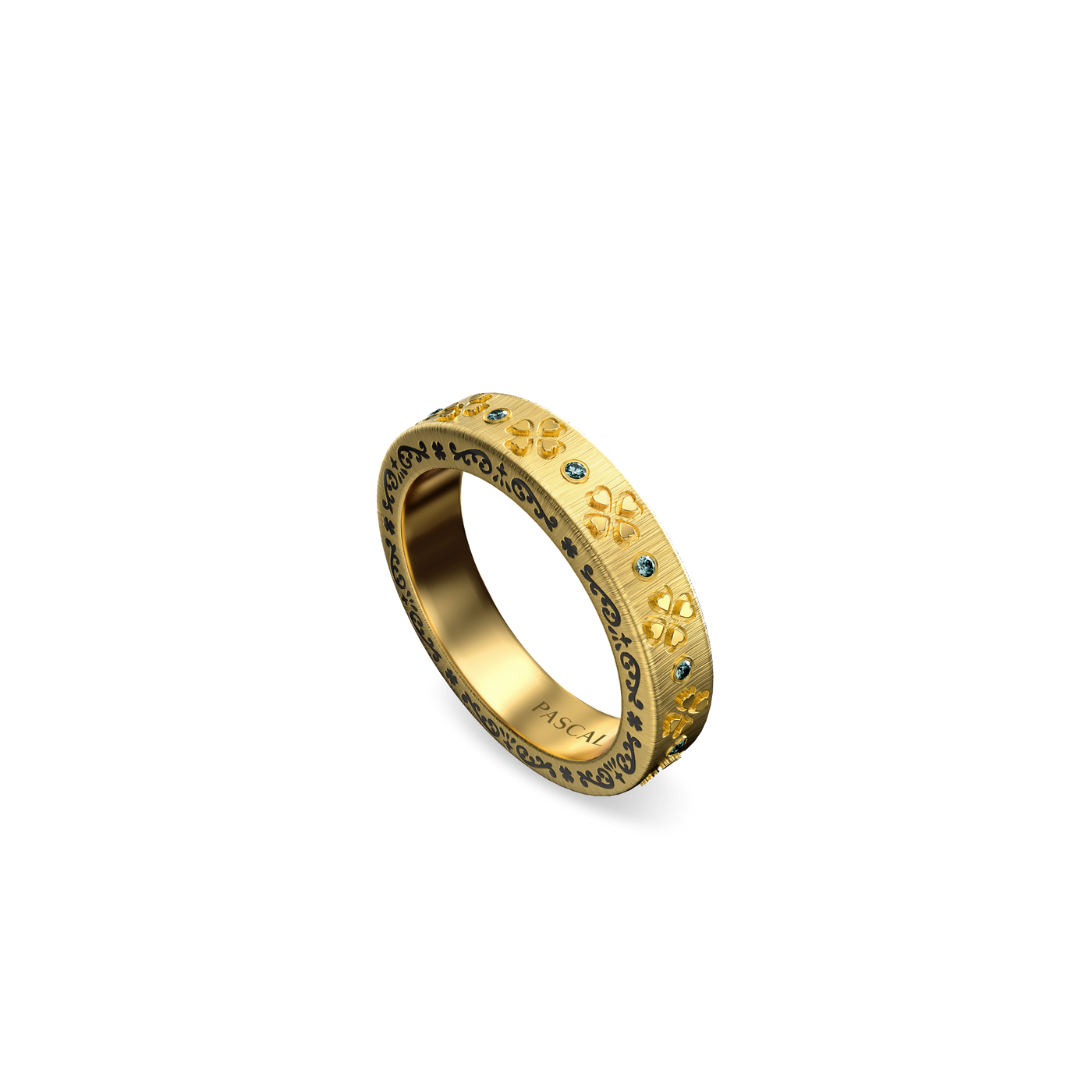 Lucky Clover Forever Band Ring, Green Diamond