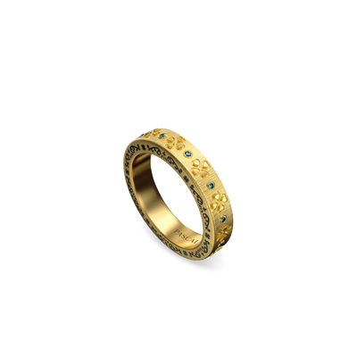 Lucky Clover Forever Band Ring, Green Diamond