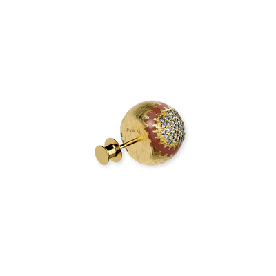 Broche balle 'The Baseball', pavé de diamants blancs