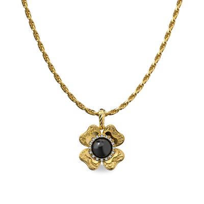 Ciondolo 'The Spiritual' a trifoglio, alone di diamanti bianchi