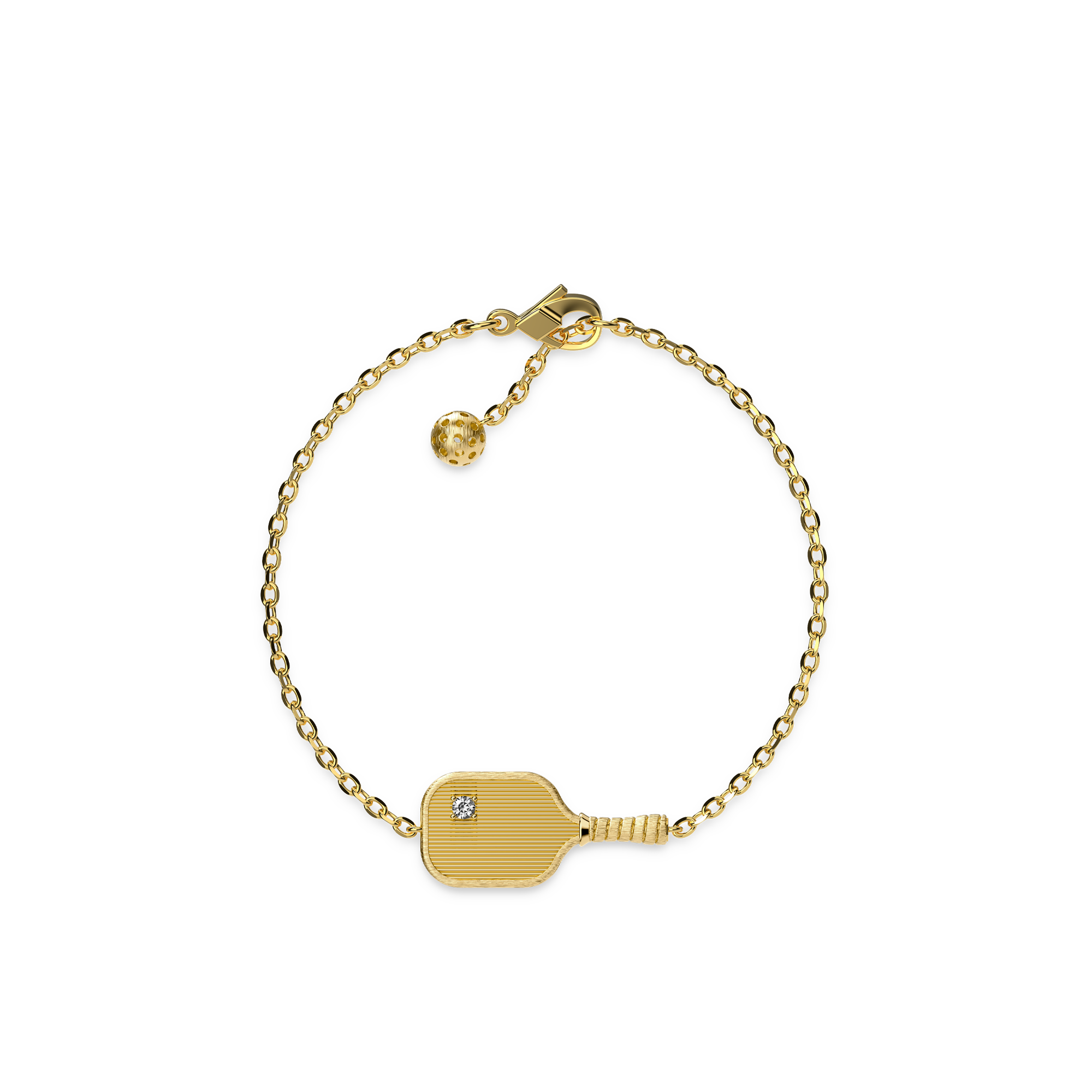 The Pickleball Paddle Bracelet, White Diamond - PASCAL#color_18k-yellow-gold-vermeil-white-diamond