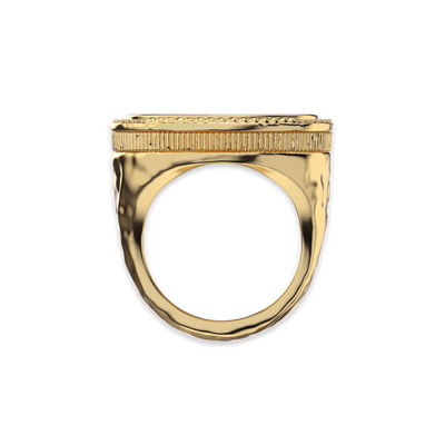 'The Great Civitas' Alexander the Great Coin Signet Ring, White Diamond