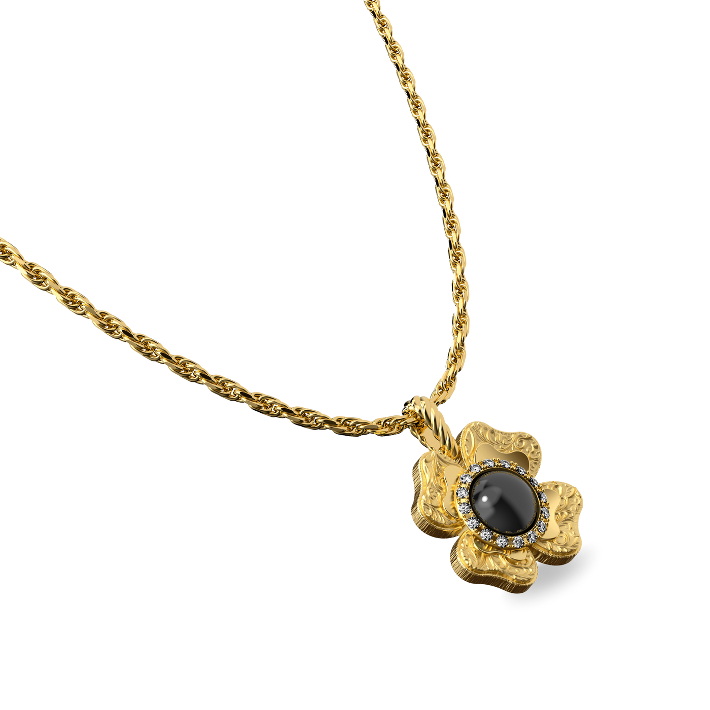 Ciondolo 'The Spiritual' a trifoglio, alone di diamanti bianchi