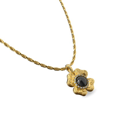 Ciondolo 'The Spiritual' a trifoglio, alone di diamanti bianchi