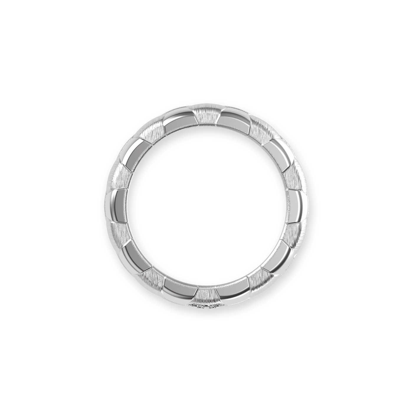 'The Soccer' Band Ring, White Diamond