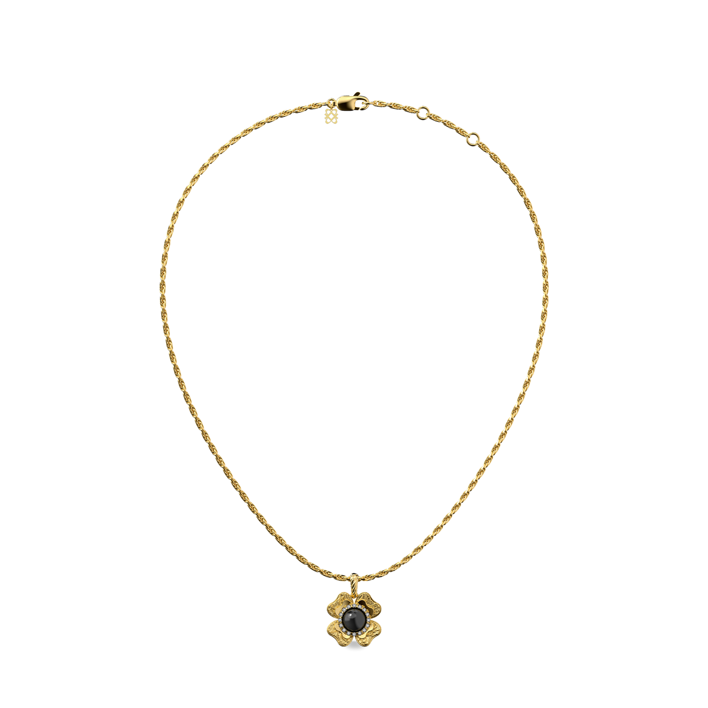 Ciondolo 'The Spiritual' a trifoglio, alone di diamanti bianchi