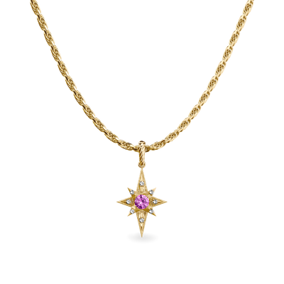 The Bonbon Star Charm, White Diamond - PASCAL#color_18k-yellow-gold-vermeil-white-diamond-pink-gemstone