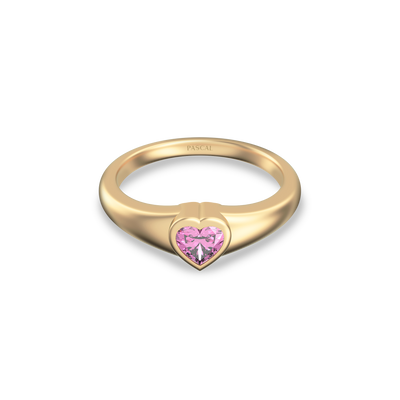 Heart Gemstone Promise Signet Ring