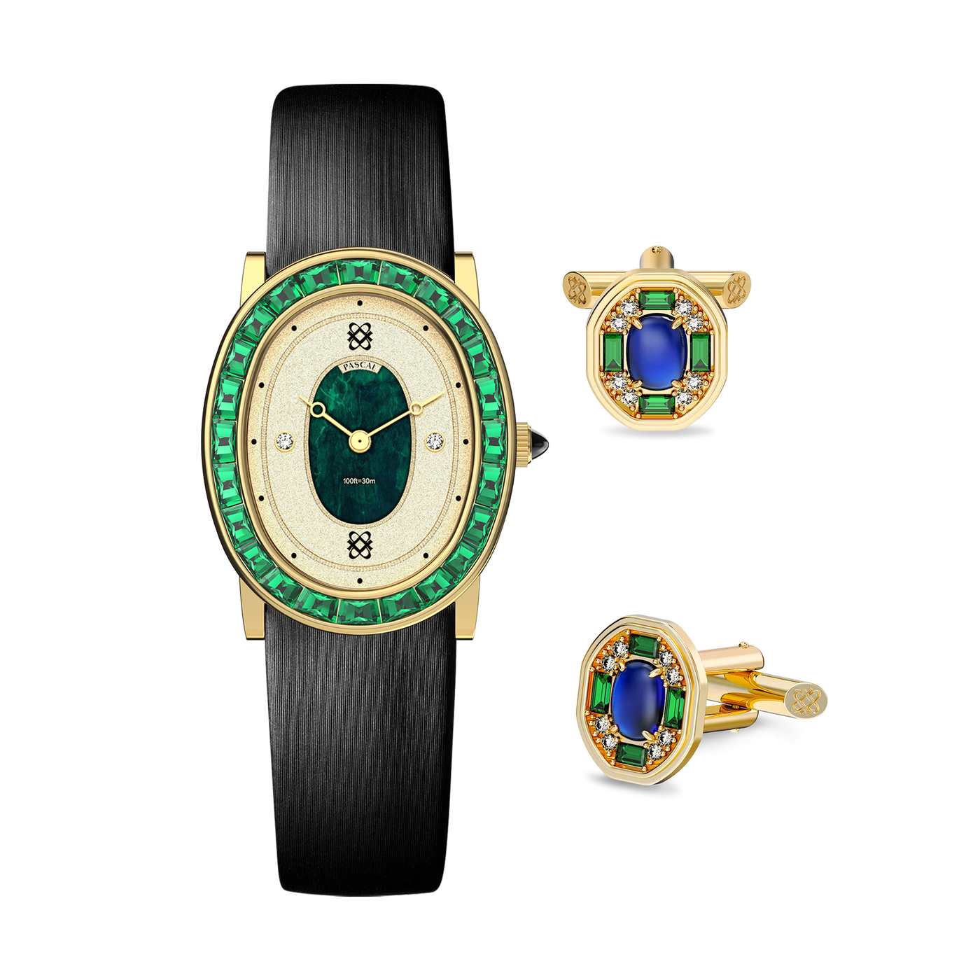 Coffret cadeau montre et bracelet à diamants ovales Halo 