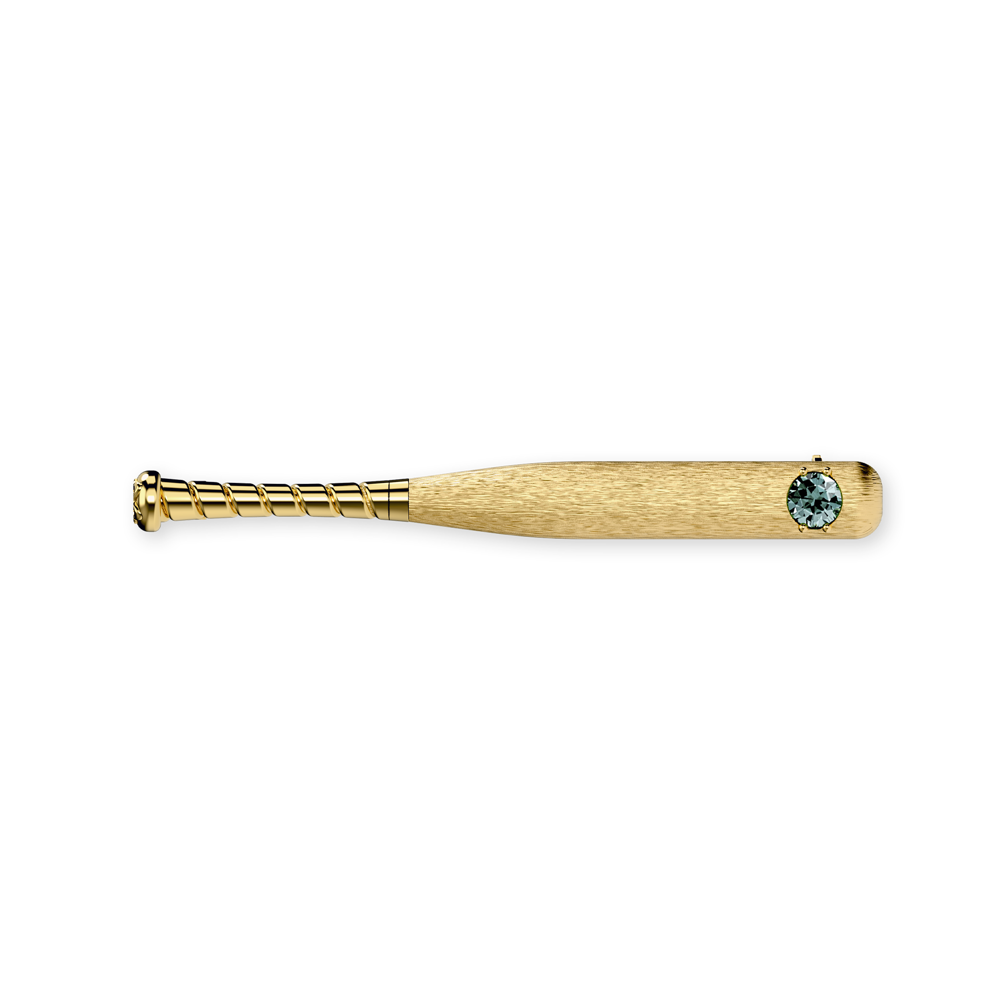 The Baseball Bat Brooch, Green Diamond - PASCAL#color_18k-yellow-gold-vermeil-green-diamond