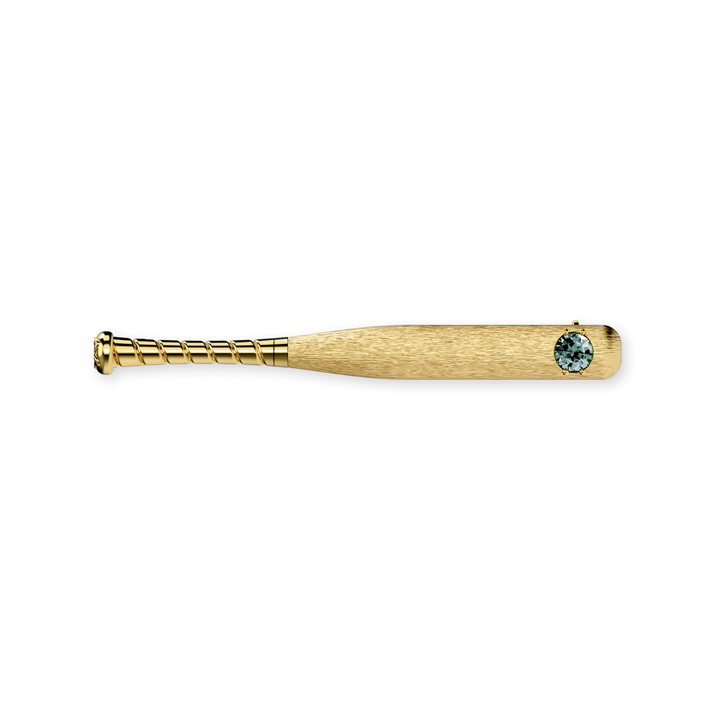 The Baseball Bat Brooch, Green Diamond - PASCAL#color_18k-yellow-gold-vermeil-green-diamond