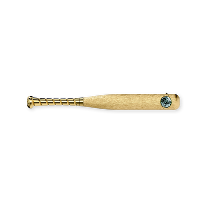 The Baseball Bat Brooch, Green Diamond - PASCAL#color_18k-yellow-gold-vermeil-green-diamond