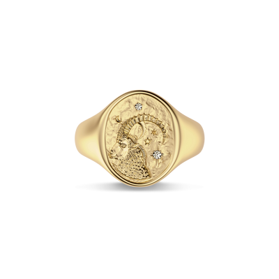 'Zodiac' Diamond Signet Ring, Capricorn