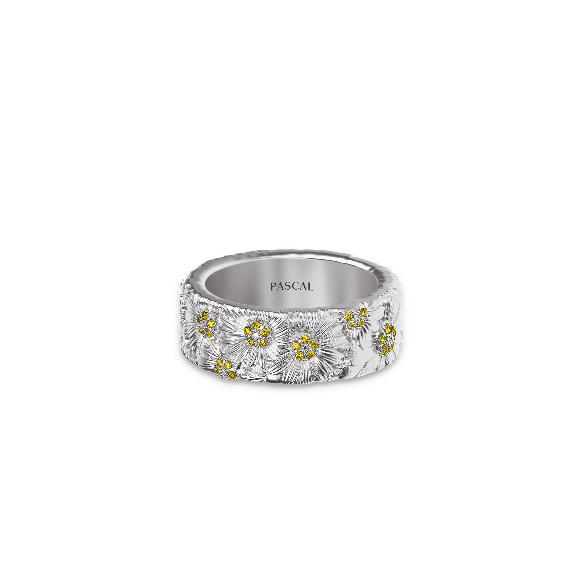 'Daisy Bloom' Band Ring, Yellow Diamond | PASCAL