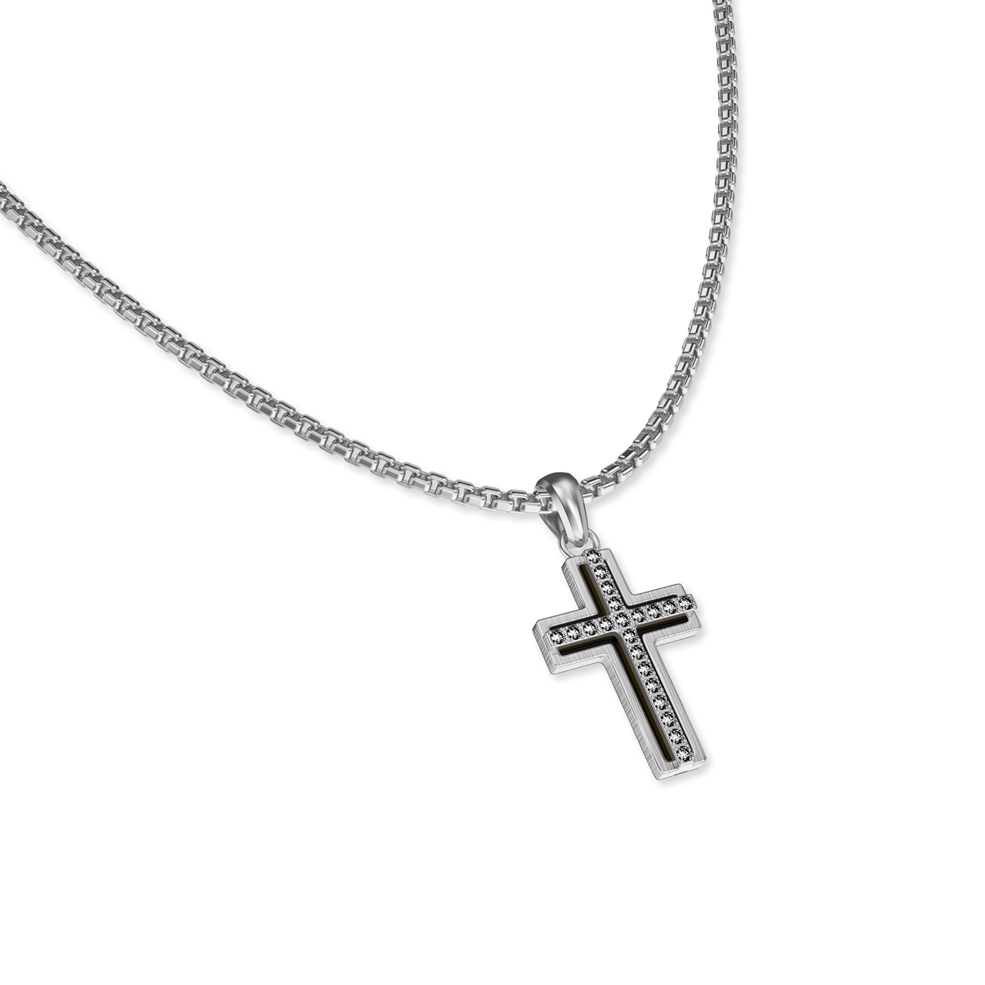 Ciondolo Croce Deco, Pavé di Diamanti Bianchi