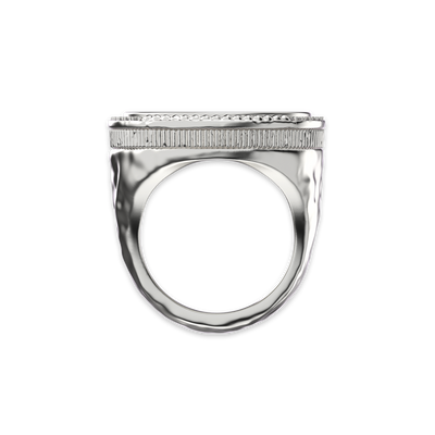 'The Great Civitas' Alexander the Great Coin Signet Ring, White Diamond