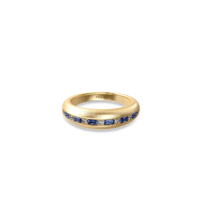 Smiling Rays Diamond Dome Promise Ring yellow gold with blue gemstone and diamonds#color_18k-yellow-gold-vermeil-white-diamond-blue-gemstone